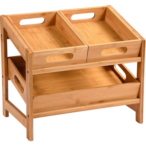 Kesper Scaffale Da Cucina Con 3 Scomparti Rimovibili, 39,5 X 26 X 35,5 Cm, Bambù Kesper 58851-image