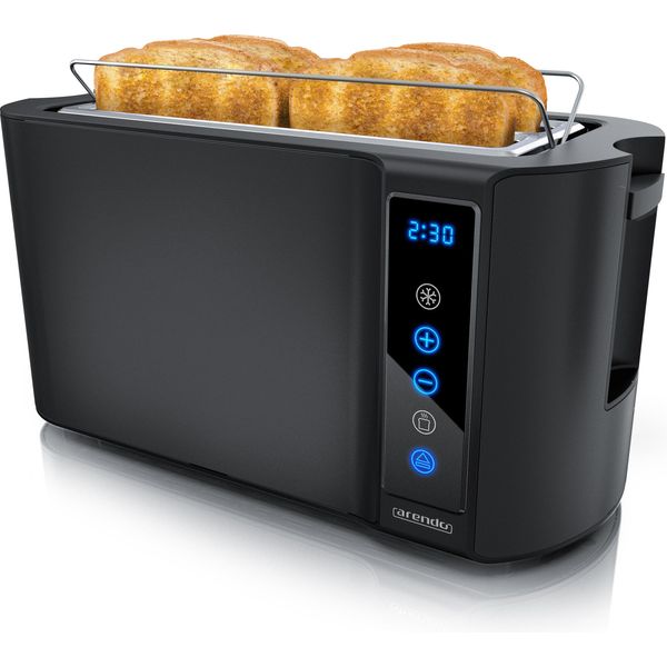 Arendo Tostapane Per 4 Fette Slot Lungo 1500 W, Portapane, Isolato Termicamente, Display, Touch, Nero-image