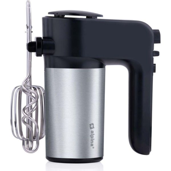 Alpina Miscelatore Elettrico A Mano 230 V - 6 Impostazioni Di Velocità - Miscelatore Elettrico - 400 W - 2 Fruste E 2 Ganci Per Pasta - Con Supporto - Miscelatore Da Cucina - Abs/Acciaio Inox - Nero-image