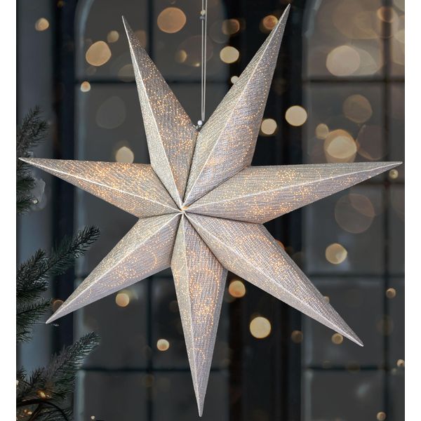 Brubaker Stella Di Natale Da 60 Cm Per Interni - Stella Dell'avvento A Led Da Appendere - Stella Luminosa Da Appendere, Argento-image