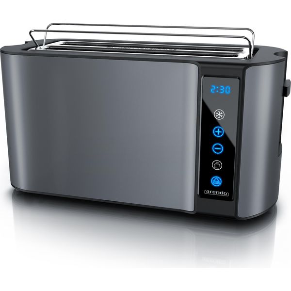 Tostapane Arendo, 2 Fessure Lunghe, Per 4 Fette, 1500 W, Fessura Lunga, Portapane, Alloggiamento Isolato Termicamente, Display, Touch, Grigio-image