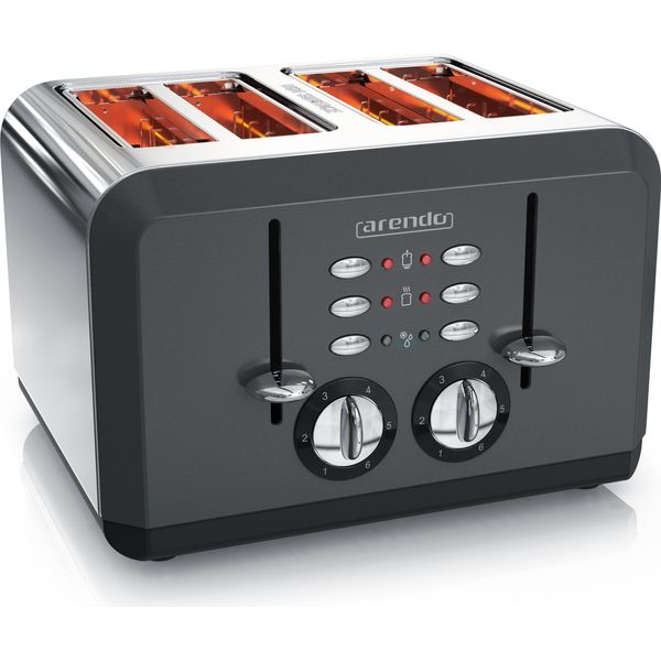Tostapane Arendo, 4 Fessure Corte, Per 4 Fette, 1630 W, Automatico, Acciaio Inox, Involucro A Doppia Parete Termoisolante, Grigio-image