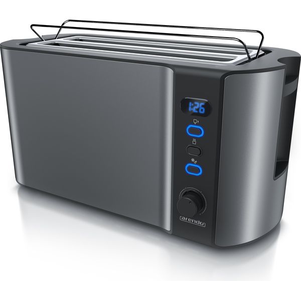 Tostapane Arendo, 2 Fessure Lunghe, Per 4 Fette, 1500 W, Fessura Lunga, Attacco Per Panini, Involucro Termoisolante, Display, Grigio-image