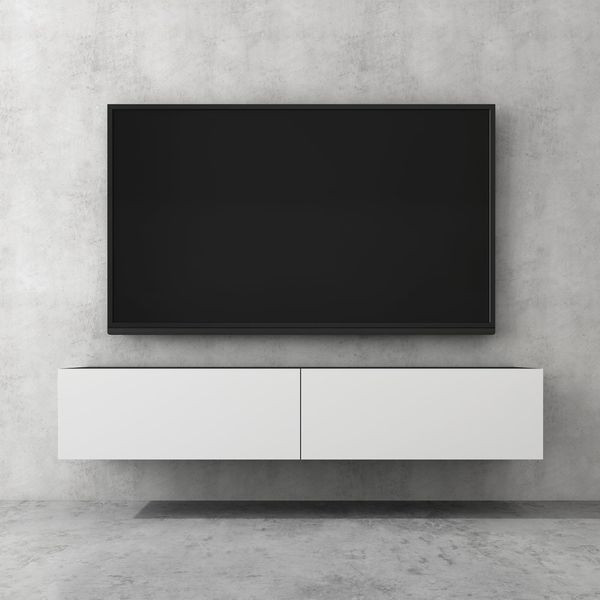 Doporro Mobile Porta Tv Sospeso 160 Cm Con 2 Ante Antracite Opaco E Bianco Opaco, Credenza Bassa Da Soggiorno Salotto, Madia Consolle Bicolore Per Tv Fernsehschrank02-image
