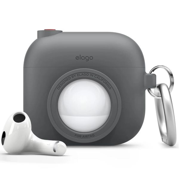 Custodia Elago Snapshot Per Airpods 2 Con Airtag Grigio Scuro-image