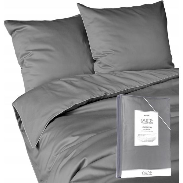Deco4Home Biancheria Da Letto Maco Satin Pure | 220X200Cm | Trim | Grey-image