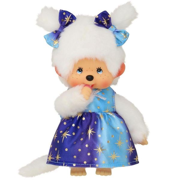 Bambola Monchhichi Da 20 Cm Con Vestito A Stelle E Strisce E Due Codini-image