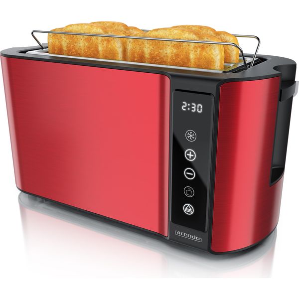 Tostapane Arendo Alloggiamento A Doppia Parete Isolato Termicamente, Display Con Indicatore Del Tempo Residuo, 2 Fessure Lunghe Per 4 Fette, 1500 W, Pannello A Sfioramento, Accessorio Per Panini, 7 Livelli Di Doratura-image