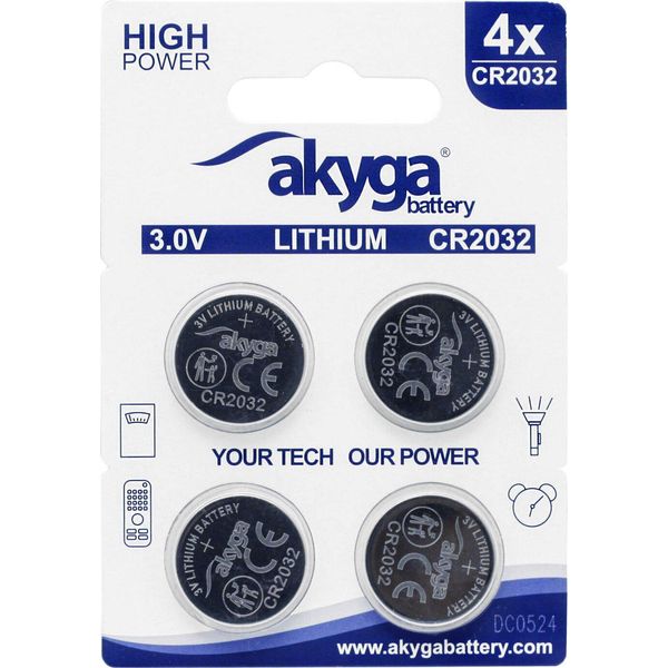 Batteria Al Litio CR2032 Akyga AKY2100 3V / 210Mah 4Pcs-image