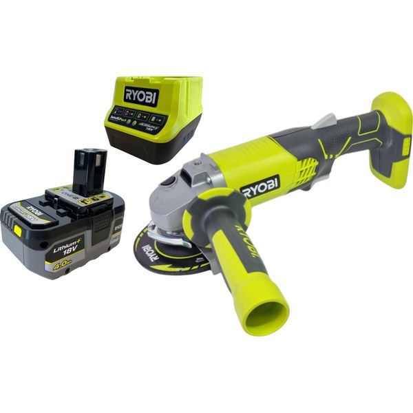 Smerigliatrice Angolare A Batteria Ryobi R18AG-0 18 V One+ 115 Mm + 1X Batteria 4,0 Ah + Caricabatteria-image
