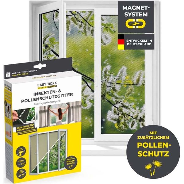 Easymaxx Insect Protect Zanzariera E Antipolline, Magnete - Finestre Fino A 110X130Cm-image