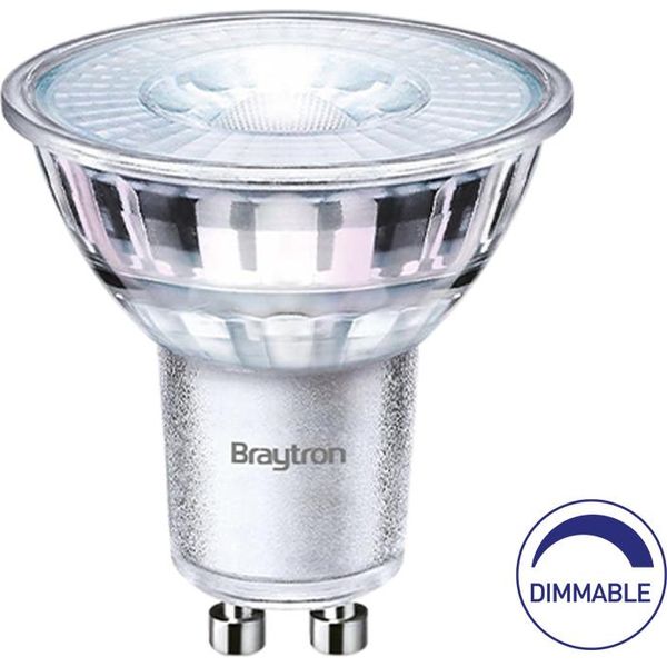 10 X Braytron Led GU10 5,5W (50W) Dimmerabile 4000K Bianco Neutro Lampada Riflettore 400 Lumen-image