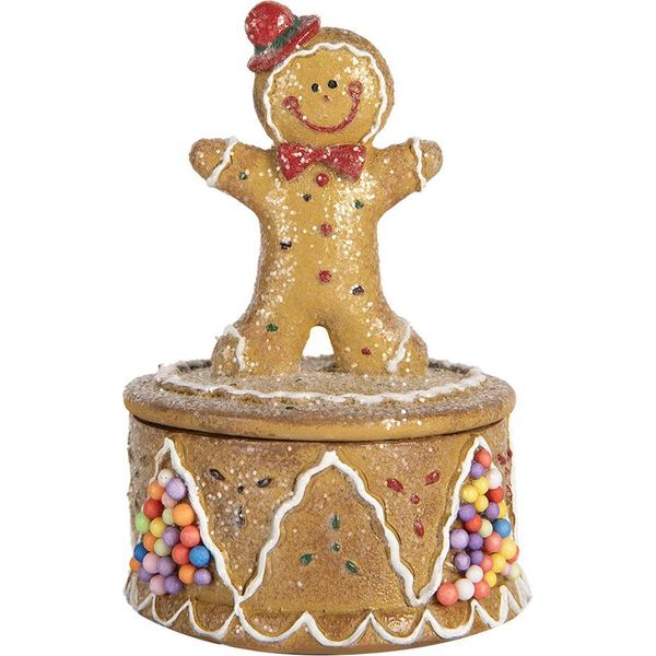 Barattolo Per Conservare L'omino Di Pan Di Zenzero Clayre & Eef Ø 7X11 Cm Plastica Marrone-image