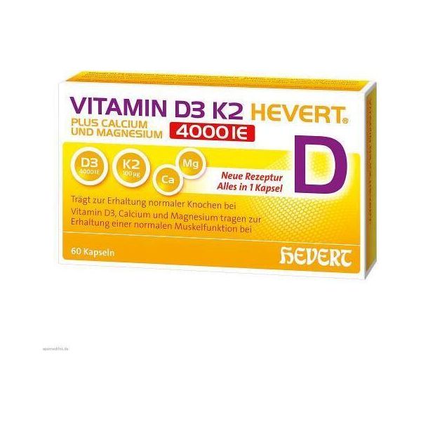 Vitamina D3 K2 Hevert+Calcio E Magnesio.4000 Ui Kps. 60 Cap-image
