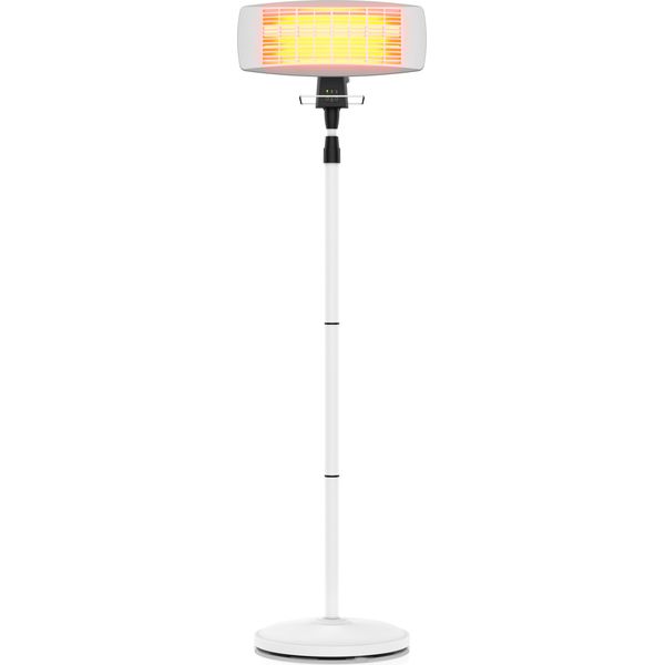 Stufa Radiante Brandson Con Supporto, Stufa Da Patio A Infrarossi, Stufa Da Patio, 3 Livelli Di Riscaldamento, 600, 1200 E 1800W, Telecomando, Supporto Telescopico Da 120 Cm A 190 Cm, Montaggio A Parete-image