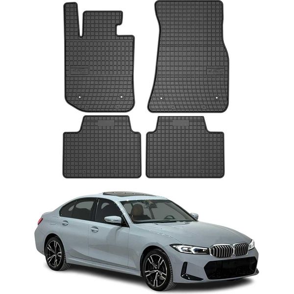 2019-2025 Bmw Serie 3 Berlina Touring G20 G21 Tappetini In Gomma Nero 4 Pz-image