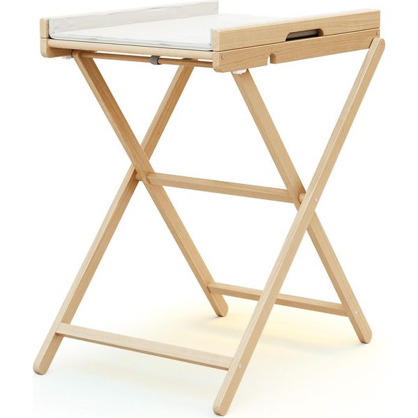 Webaby - Fasciatoio Pieghevole Essentiel Legno - Faggio Verni - 58 X 78 X 91 Cm - Dimensioni Piegate (L X L X H): 58 X 11,5 X 111,5 Cm | Materasso In Pvc Incluso-image