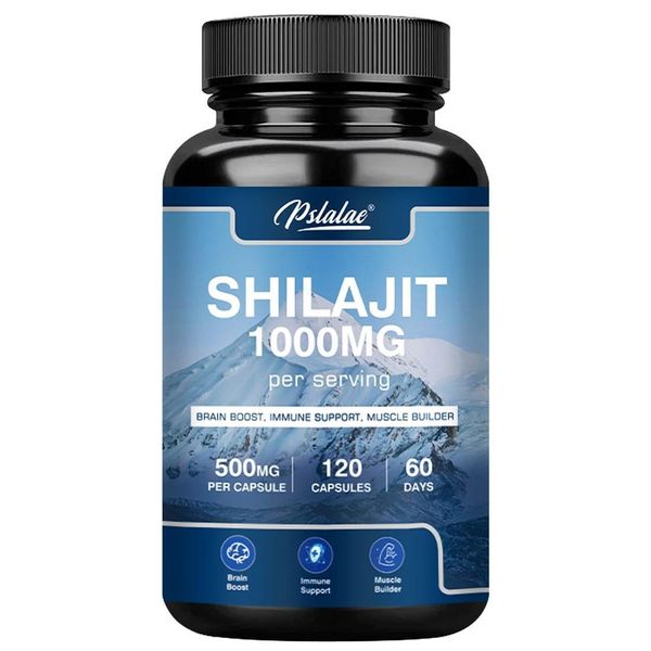 Shilajit 1000Mg (120 Capsule) Integratore Alimentare, Cervello, Energia, Resistenza, Metabolismo, Sistema Immunitario, Salute Del Cuore-image