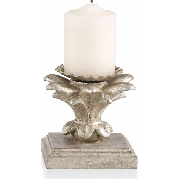 Casa Padrino Portacandele Barocco In Argento Antico H. 9 Cm - Italy-image