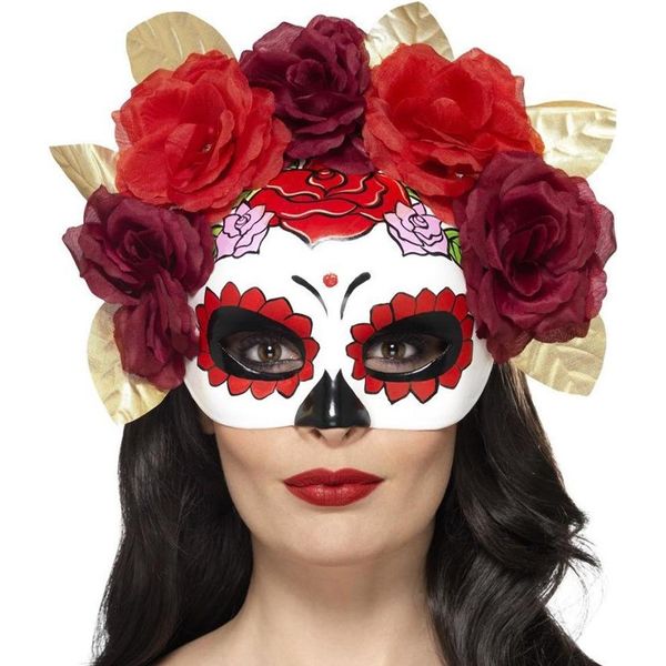 Smiffys - Maschera Per Gli Occhi Con Costume Da Rosa Per Uomo/Donna Unisex, Giorno Dei Morti SM300 (Taglia Unica) (Colorata)-image