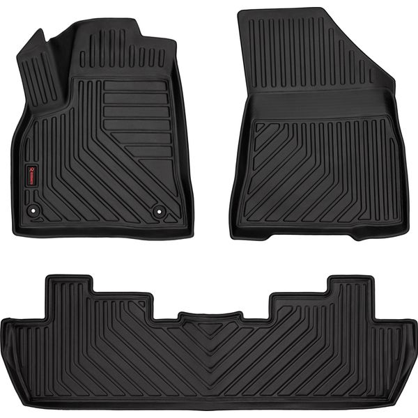 Tappetini Auto In Gomma 3D Wielganizator Per Peugeot 5008 I Crossover (2009-2017) – Neri, Bordo Alto, Set 3 Pz-image
