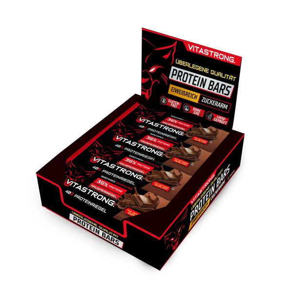 Vitastrong Box X12 Barrette Proteiche Al Cioccolato - Integratore Alimentare Con Proteine (12 Barrette)-image
