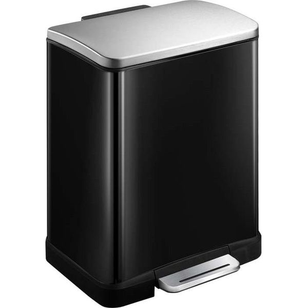 Eko - Cestino A Pedale E-Cube 20 Litri - Acciaio Inox Plastica - Nero, Acciaio Inox Opaco-image
