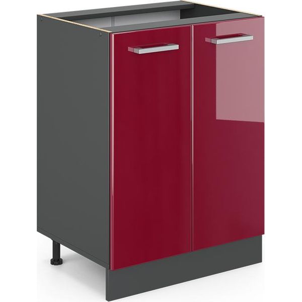 Vicco Mobiletto Base Cucina R-Line, 60 Cm Senza Piano Di Lavoro, Rosso Lucido/Antracite-image