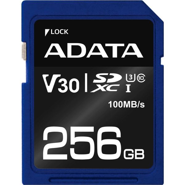 Adata Premier Pro - Scheda Di Memoria Flash - 256 Gb - Classe Video V30 / UHS-I U3 / Classe10 - Sdxc UHS-I (ASDX256GUI3V30S-R)-image