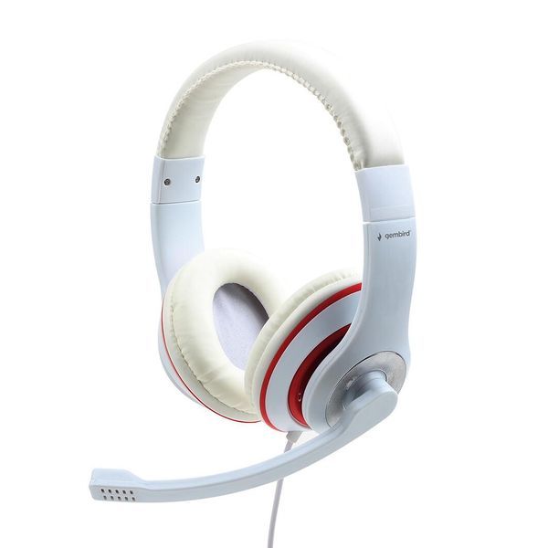 Gembird Gembird MHS-03-WTRD Headphones/Headset Wired Head-Band Calls/Music Red, White-image