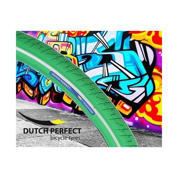 Pneumatici Olandesi Da Dutch Perfect 28 X 1,40 40-622 Mm Anti-Laughu Verde Con Riflesso-image