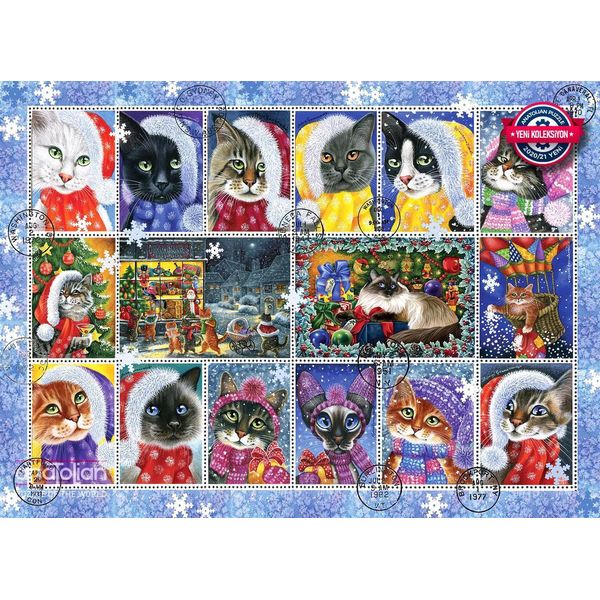 Anatolian Puzzle Cat Christmas Stamps 1000 Pezzi-image