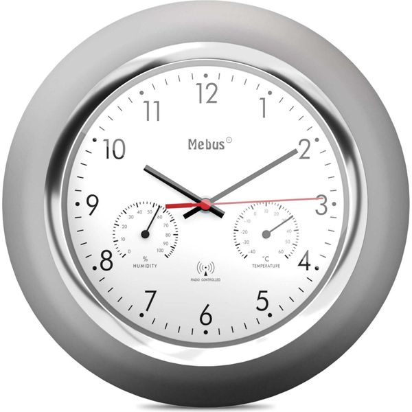 Mebus 19454 Orologio Da Parete Radiocomandato Con Termoigrometro-image