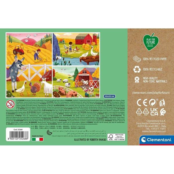 Clementoni Play For Future Puzzle Animali Della Fattoria 3X48 Pezzi-image