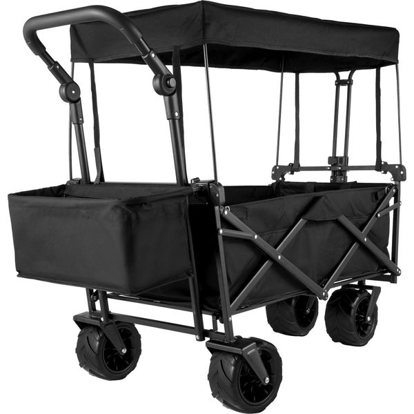 Carrello A Mano Vevor Carrello A Mano Pieghevole Carrello Da Spiaggia Carrello Per Attrezzature Carrello Per Escursioni Con Tettuccio-image