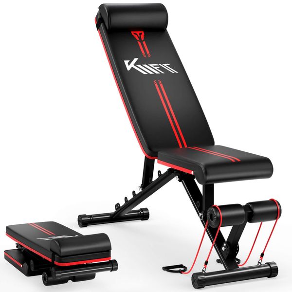 Panca Pesi Pieghevole Km-Fit | Multifunzionale, Regolabile, Carico Massimo 400 Kg-image