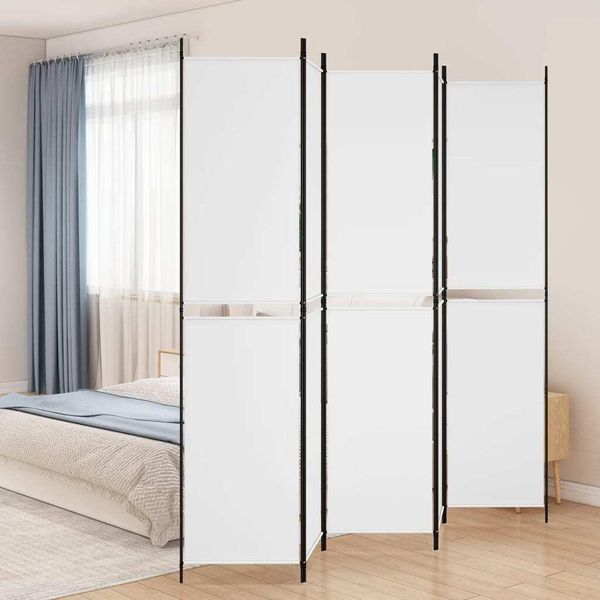 Vidaxl 5 Pezzi Schermo Bianco 250X220 Cm Tessuto - Divisorio - Parete Divisoria - Parete Divisoria-image