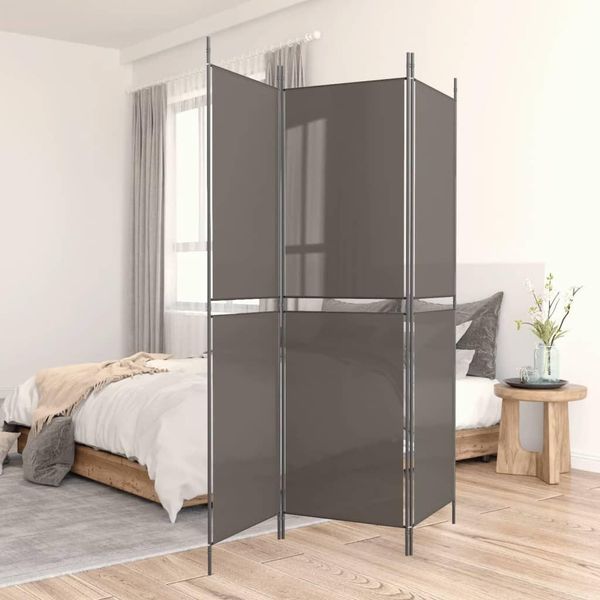 Vidaxl Paravento 3 Pezzi Antracite 150X220 Cm Tessuto - Divisorio Per Ambienti - Paravento - Divisorio Per Ambienti - Parete Divisoria-image