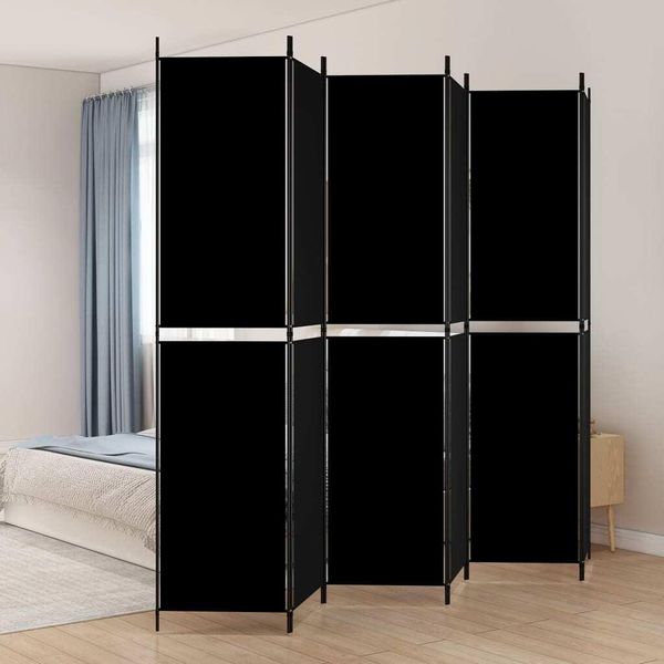 Vidaxl 6 Pezzi Schermo Nero 300X220 Cm Tessuto - Divisorio - Schermo - Divisorio - Parete Divisoria-image