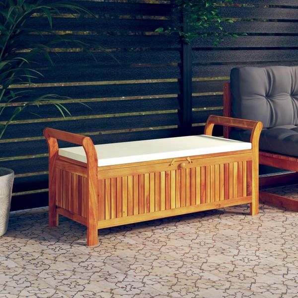 The Living Store Panca Da Giardino Con Cuscini 126 Cm In Legno Massiccio Di Acacia-image