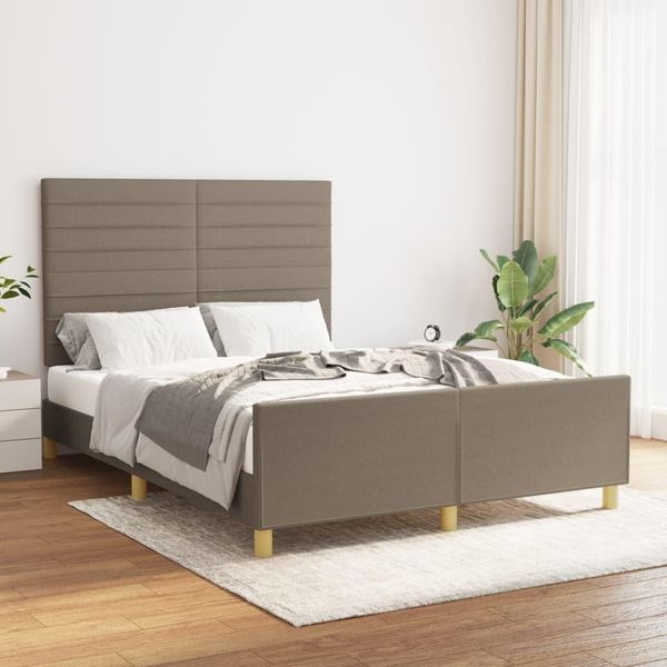 The Living Store Struttura Letto Con Testiera In Tessuto Taupe 140X200 Cm-image