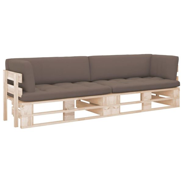 The Living Store Divano Pallet A 2 Posti Con Cuscini Legno Di Pino Impregnato-image