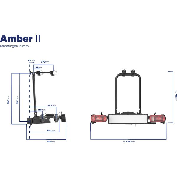 Pro-User Amber Ii Portabici Da Gancio Di Traino 7/13 Pin Max. 50 Kg-image