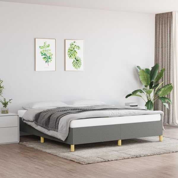 The Living Store Struttura Letto In Tessuto Grigio Scuro 160X200 Cm-image