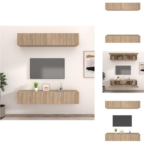 Vidaxl Mobili Tv 4 Pezzi Rovere Sonoma 80X30X30 Cm Materiale A Base Di Legno - Mobili Tv-image