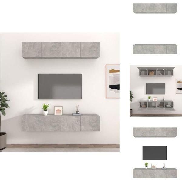 Vidaxl Mobili Tv 4 Pz. Grigio Cemento 80X30X30 Cm Materiale A Base Di Legno - Mobili Tv-image
