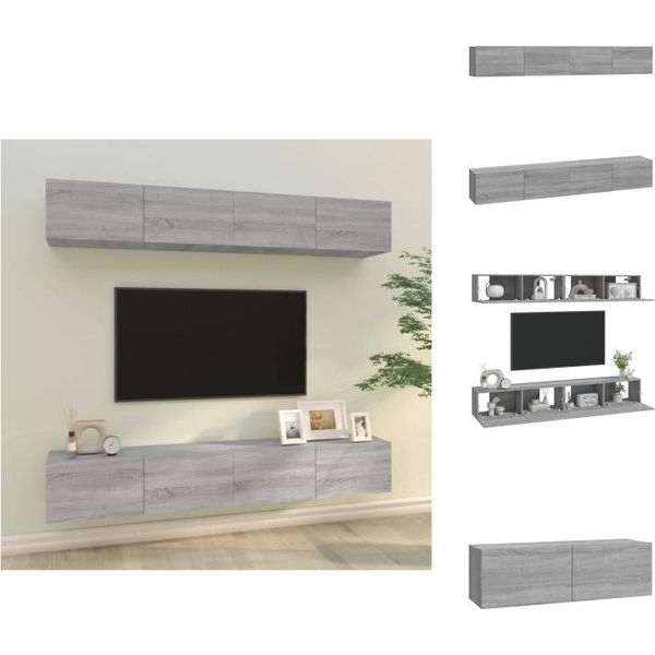 Vidaxl Mobili Tv A Parete 4 Pz. Grigio Sonoma 100X30X30 Cm - Mobili Tv-image