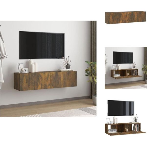 Vidaxl Mobile Tv A Parete In Rovere Fumé 120X30X30 Cm Materiale A Base Di Legno - Mobili Tv-image