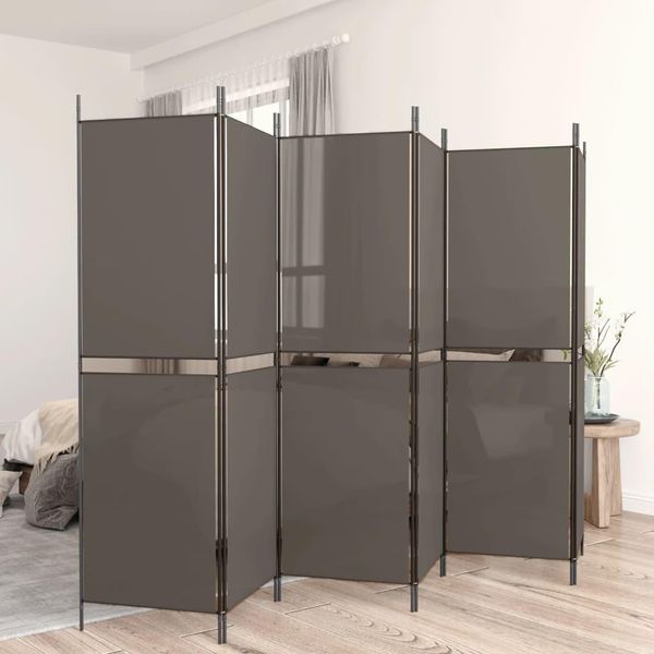 Vidaxl Paravento 6 Pezzi Antracite 300X180 Cm Tessuto - Divisorio Per Ambienti - Divisorio Per Ambienti - Parete Divisoria-image
