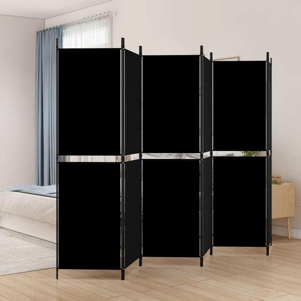 Vidaxl 6 Pezzi Schermo Nero 300X180 Cm Tessuto - Divisorio - Schermo - Divisorio - Parete Divisoria-image